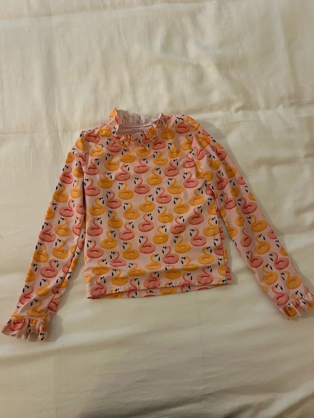 Janie and Jack Pink Rashguard with Yellow & Pink Flamingo Print